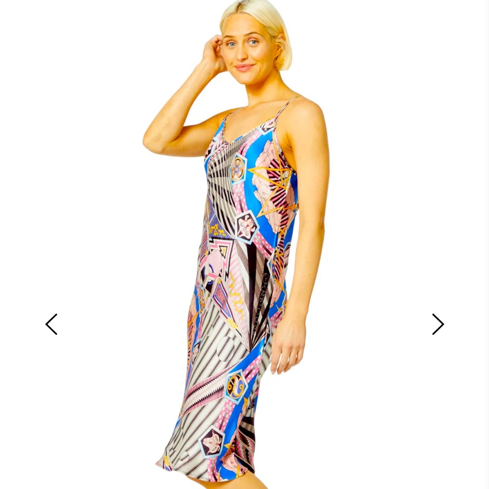 GORMAN X JESS JOHNSON Dress 6 Psy Zetta Terra Slip Spaghetti Strap Bias Cut NWT